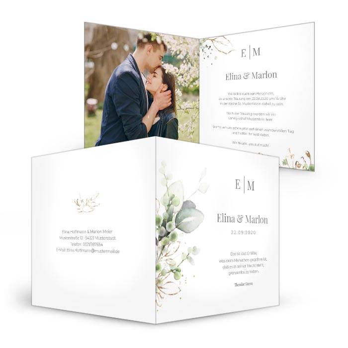 Botanical Einladung zur Hochzeit mit Kräutern und ...