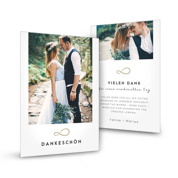 Danksagung zur Hochzeit als Postkarte mit Unendlichkeitszeichen