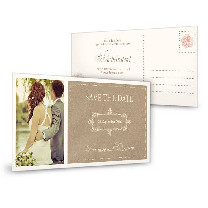 Florale Save the Date zur Vintage Hochzeit im ...