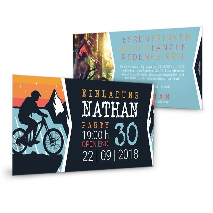 Für MountainbikeFahrer Coole Einladungskarte zum Geburtstag