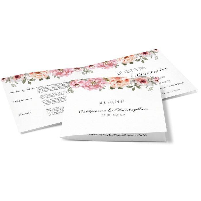 Romantische Hochzeitseinladung mit Blumen im Aquarellstil ...