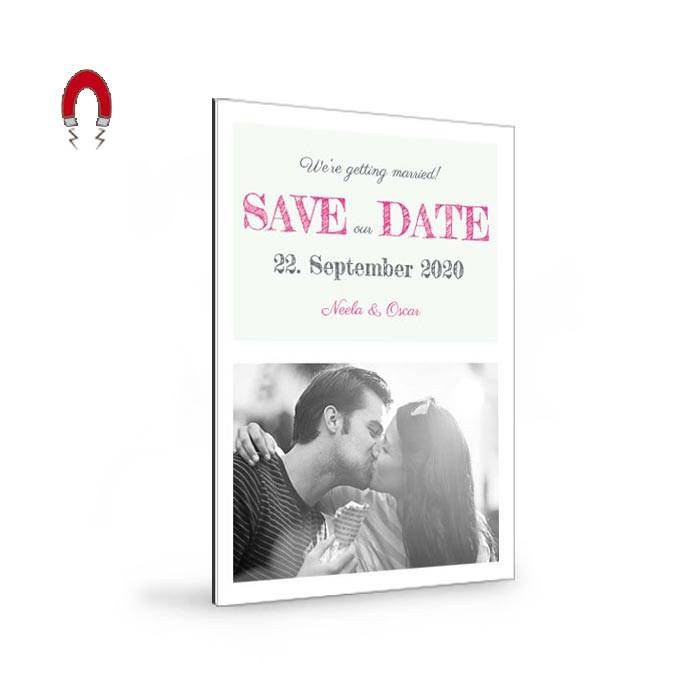 Save the Date Karte als mit cooler Schrift in Minz Cariñokarten