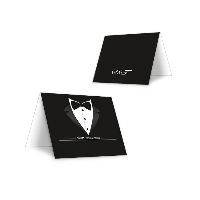 Tischkarte zum Geburtstag im James Bond Stil zum Beschriften Cariñokarten