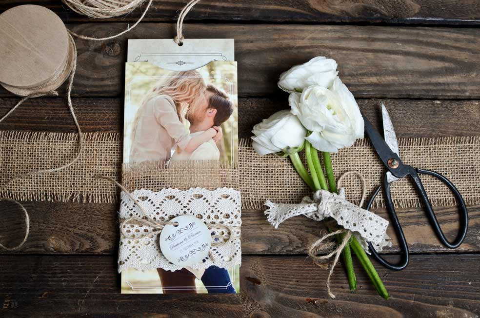 Einsteckkarte als Hochzeitseinladung im Shabby Chic Dariana und Roman - carinokarten