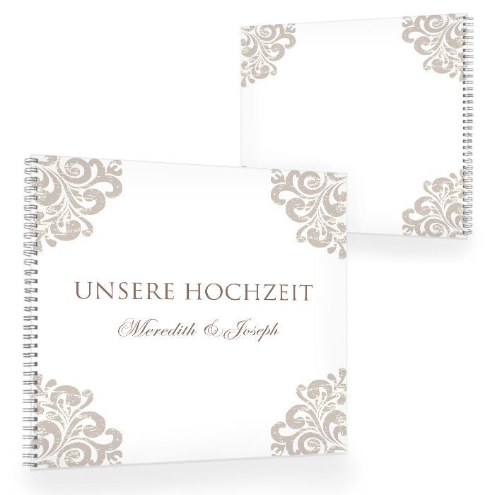 Elegantes Gästebuch zur Hochzeit mit barocken Ornamenten - carinokarten
